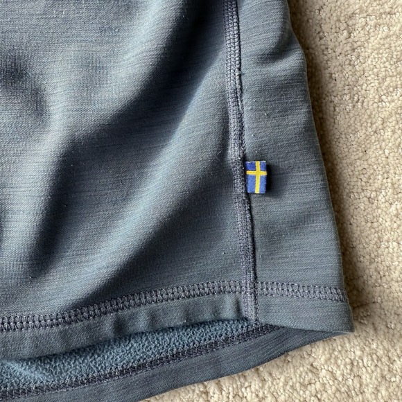 Fjallraven Keb Fleece Vest Mens M Blue Grey Wool Blend Hiking $195 Full Zip - Picture 4 of 14